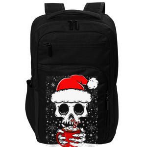 Christmas Skeleton Drinks Cocoa Santa Claus Skeleton Impact Tech Backpack