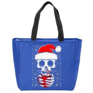 Christmas Skeleton Drinks Cocoa Santa Claus Skeleton Zip Tote Bag