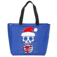 Christmas Skeleton Drinks Cocoa Santa Claus Skeleton Zip Tote Bag