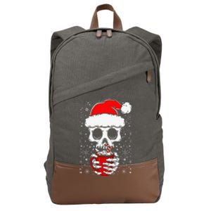 Christmas Skeleton Drinks Cocoa Santa Claus Skeleton Cotton Canvas Backpack