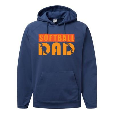 Cute Softball Dad Softball Fathers Softball Dads Gift Performance Fleece Hoodie