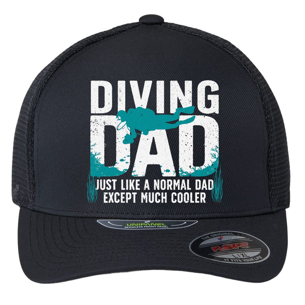 Cool Scuba Diving For Dad  Ocean Scuba Diver Instructor Flexfit Unipanel Trucker Cap