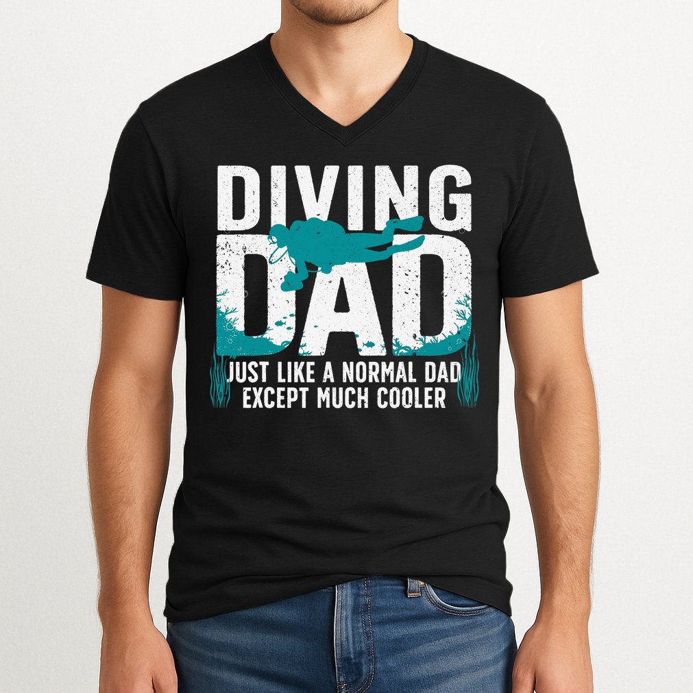 Cool Scuba Diving For Dad  Ocean Scuba Diver Instructor V-Neck T-Shirt