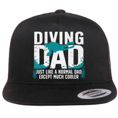 Cool Scuba Diving For Dad  Ocean Scuba Diver Instructor Flat Bill Trucker Hat