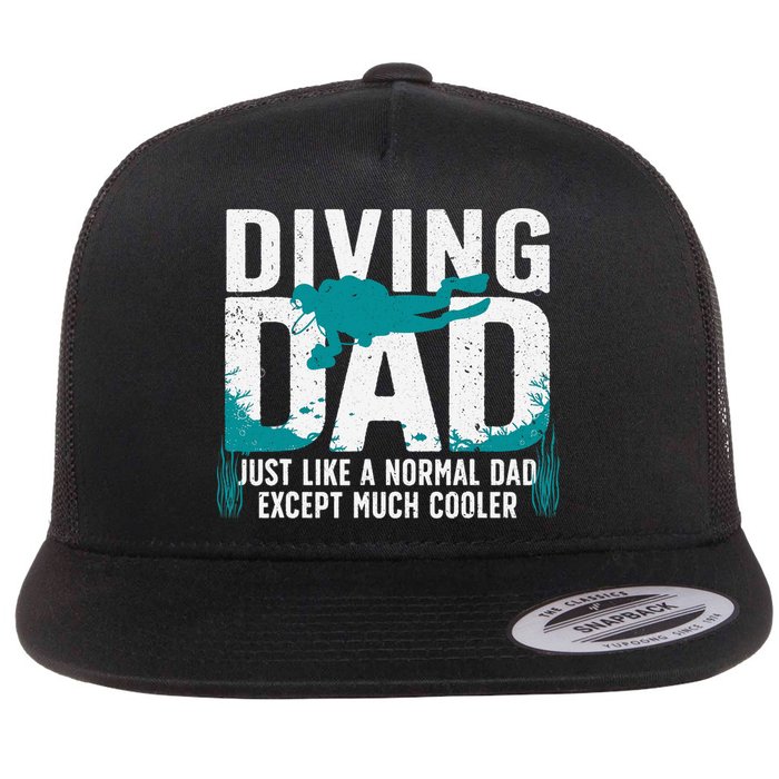 Cool Scuba Diving For Dad  Ocean Scuba Diver Instructor Flat Bill Trucker Hat