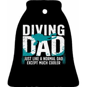 Cool Scuba Diving For Dad  Ocean Scuba Diver Instructor Ceramic Bell Ornament