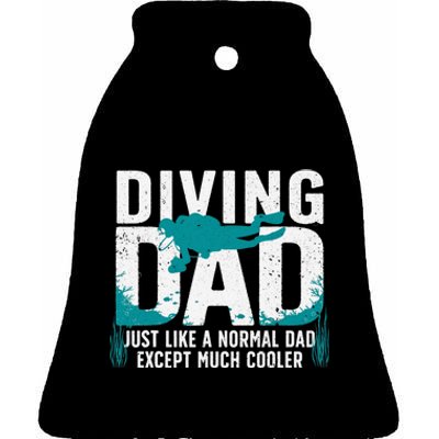 Cool Scuba Diving For Dad  Ocean Scuba Diver Instructor Ceramic Bell Ornament