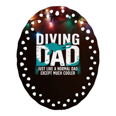 Cool Scuba Diving For Dad  Ocean Scuba Diver Instructor Ceramic Oval Ornament