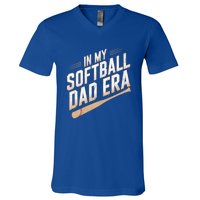 Cute Softball Dads In My Softball Dad Era Proud Softball Dad Gift V-Neck T-Shirt