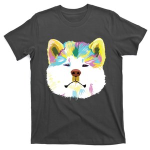 Colorful Splash Dog Akita T-Shirt