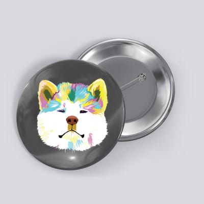 Colorful Splash Dog Akita Button