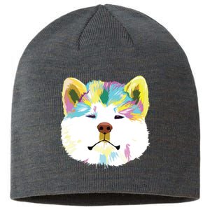 Colorful Splash Dog Akita Sustainable Beanie