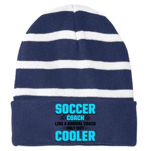 Coaching Soccer Dad Coach Soccer Coach Striped Beanie with Solid Band