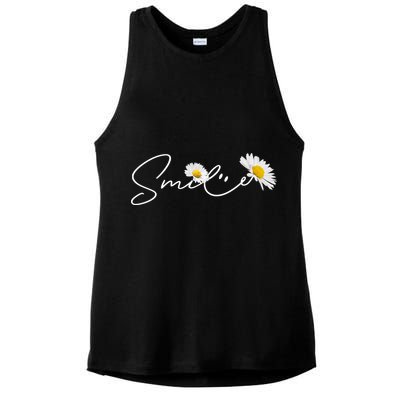 Cute Smile Daisy Flower Ladies PosiCharge Tri-Blend Wicking Tank