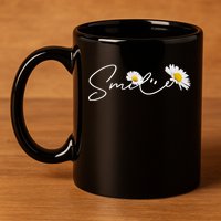 Cute Smile Daisy Flower 11oz C Handle Ceramic Mug