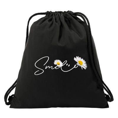 Cute Smile Daisy Flower Drawstring Bag