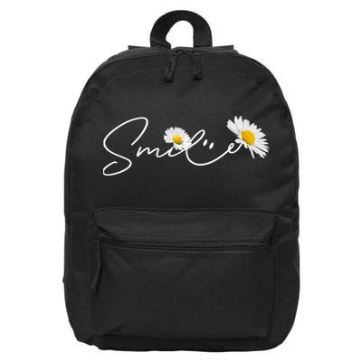Cute Smile Daisy Flower 16 in Basic Backpack