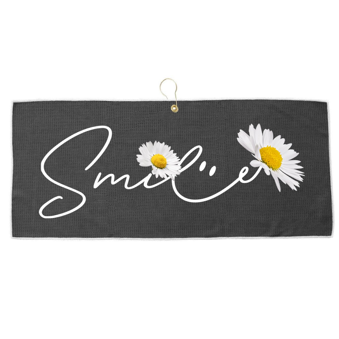 Cute Smile Daisy Flower Large Microfiber Waffle Golf Towel
