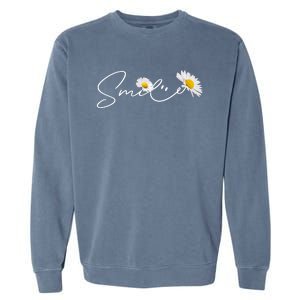 Cute Smile Daisy Flower Garment-Dyed Sweatshirt