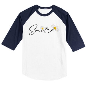 Cute Smile Daisy Flower Baseball Sleeve Shirt