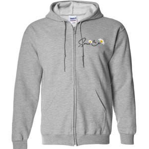 Cute Smile Daisy Flower Full Zip Hoodie