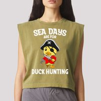 Cruising Sea Days Are For Duck Hunting Rubber Duck Cruise Garment-Dyed Women's Muscle Tee