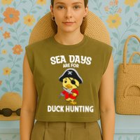Cruising Sea Days Are For Duck Hunting Rubber Duck Cruise Garment-Dyed Women's Muscle Tee
