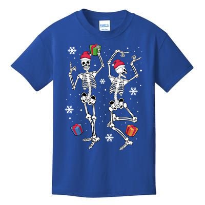 Christmas Skeletons Dancing Xmas Tree Snowflakes Funny Joke Gift Kids T-Shirt