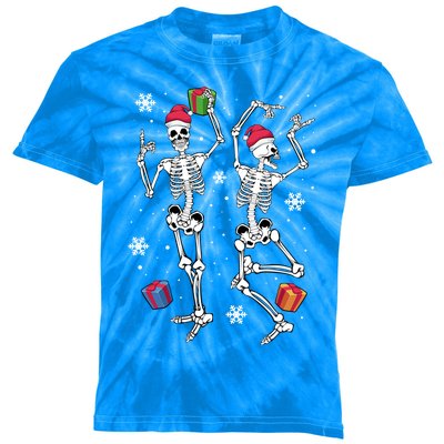 Christmas Skeletons Dancing Xmas Tree Snowflakes Funny Joke Gift Kids Tie-Dye T-Shirt