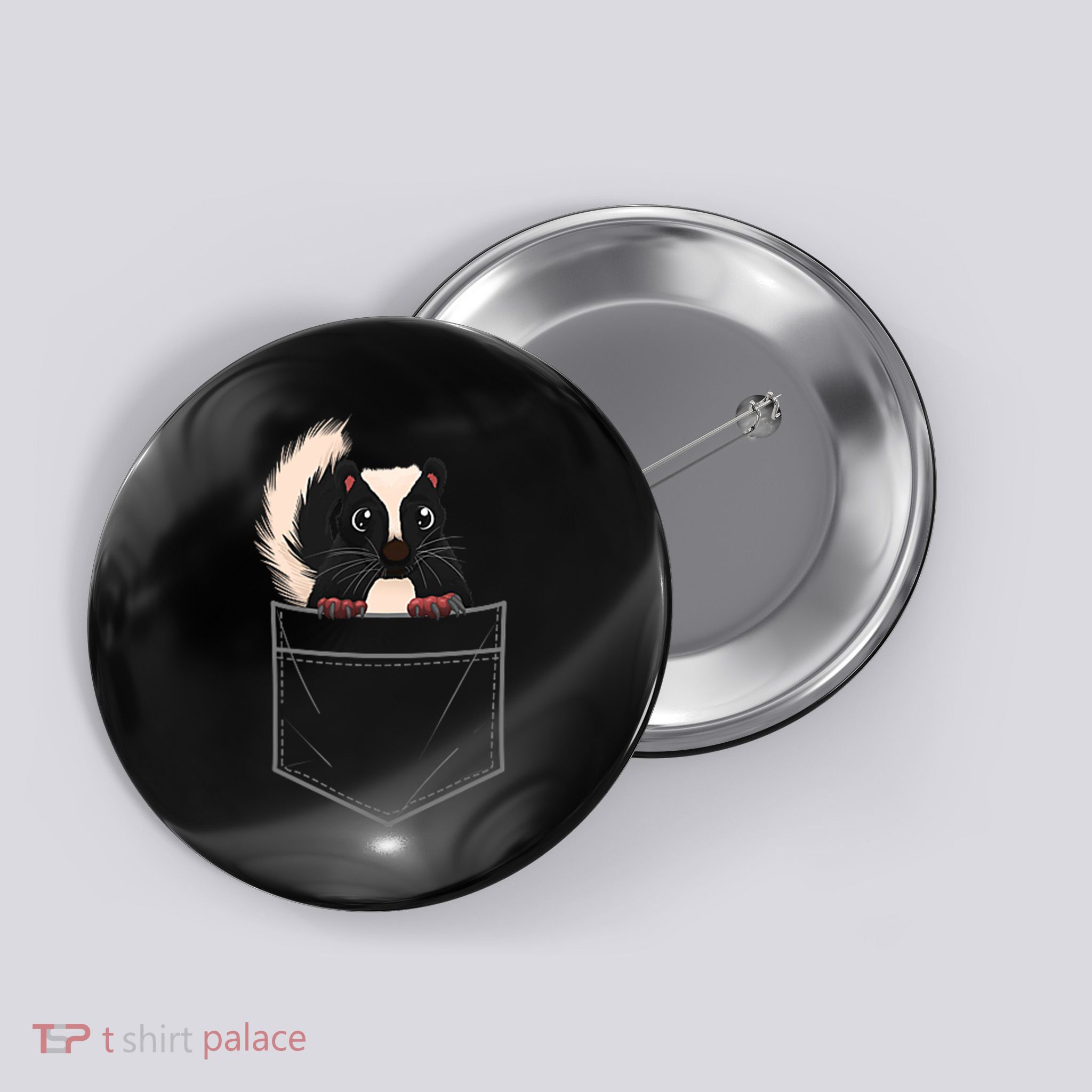 Cute Skunk Design For Men Women Kids Zoo Animal Skunk Lover Button