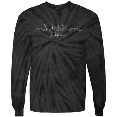 City Skyline Dubrovnik Croatia Tie-Dye Long Sleeve Shirt