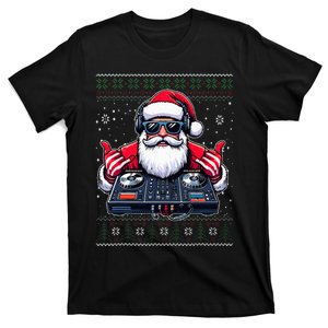 Christmas Santa Dj Mixer Music Ugly Christmas Sweater T-Shirt