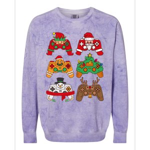 Christmas Santa Deer Gaming Controllers Gift Colorblast Crewneck Sweatshirt