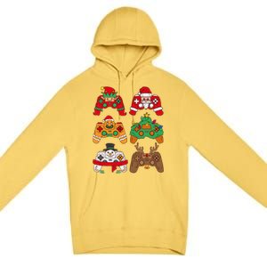 Christmas Santa Deer Gaming Controllers Gift Premium Pullover Hoodie