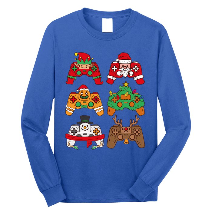 Christmas Santa Deer Gaming Controllers Gift Long Sleeve Shirt