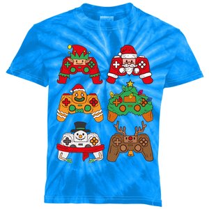 Christmas Santa Deer Gaming Controllers Gift Kids Tie-Dye T-Shirt