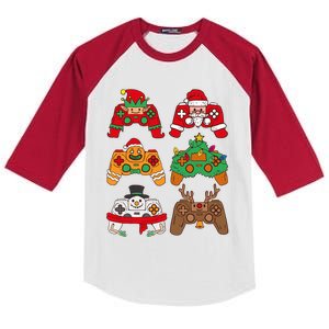 Christmas Santa Deer Gaming Controllers Gift Kids Colorblock Raglan Jersey