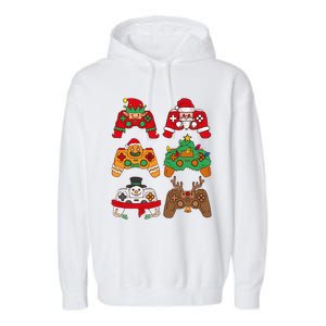 Christmas Santa Deer Gaming Controllers Gift Garment-Dyed Fleece Hoodie