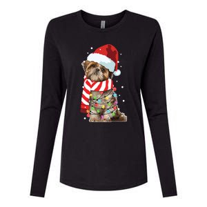 Christmas Santa Dog Shih Tzu Dog Lover Xmas Funny Gift Womens Cotton Relaxed Long Sleeve T-Shirt