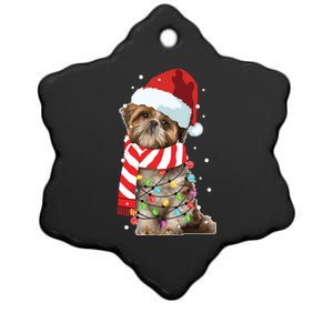 Christmas Santa Dog Shih Tzu Dog Lover Xmas Funny Gift Ceramic Star Ornament