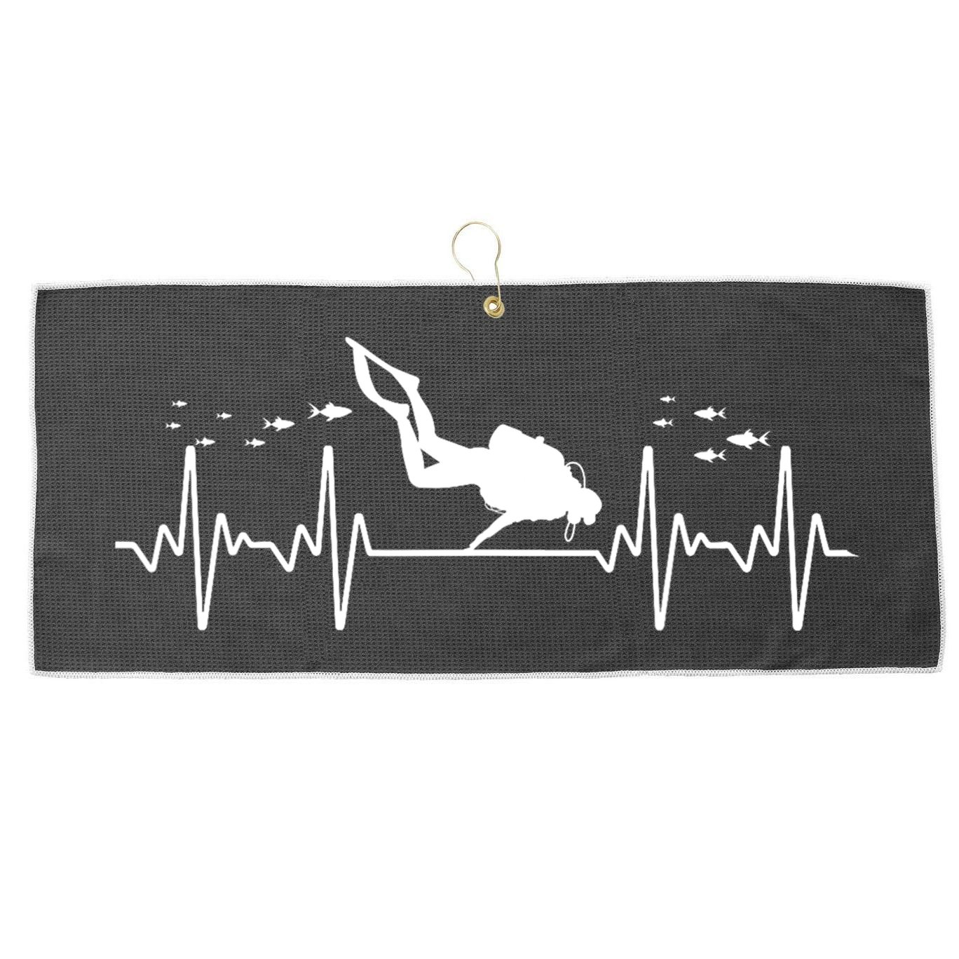Cool Scuba Diving Art For Men Women Scuba Dive Diver Diving Large Microfiber Waffle Golf Towel