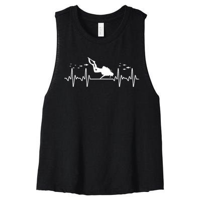 Cool Scuba Diving Art For Men Women Scuba Dive Diver Diving Women's Racerback Cropped Tank