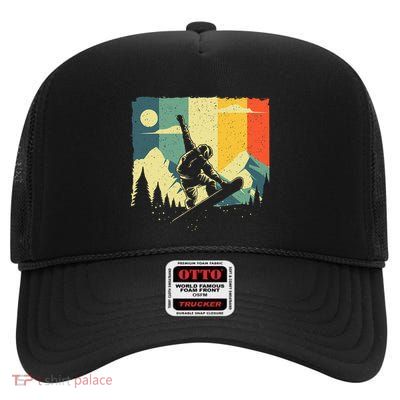 Cool Snowboarding Design Snowboarder High Crown Mesh Back Trucker Hat