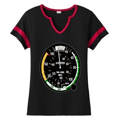 Cockpit Six Dials Flight Simulator Pilot Aircraft Gift Ladies Halftime Notch Neck Tee