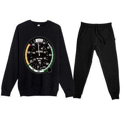 Cockpit Six Dials Flight Simulator Pilot Aircraft Gift Premium Crewneck Sweatsuit Set