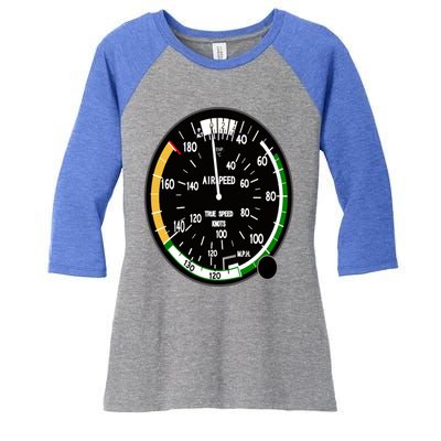 Cockpit Six Dials Flight Simulator Pilot Aircraft Gift Women's Tri-Blend 3/4-Sleeve Raglan Shirt