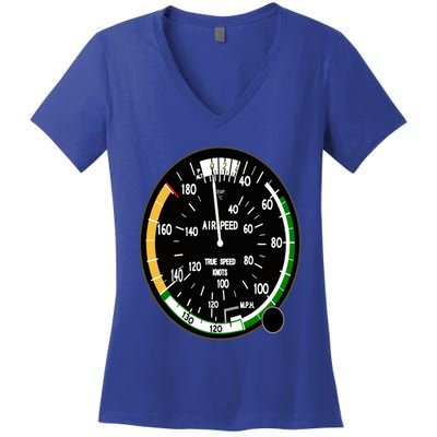 Cockpit Six Dials Flight Simulator Pilot Aircraft Gift Women's V-Neck T-Shirt