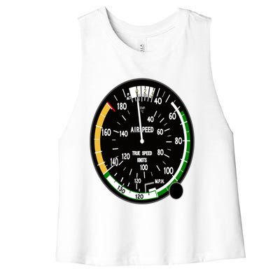 Cockpit Six Dials Flight Simulator Pilot Aircraft Gift Women's Racerback Cropped Tank