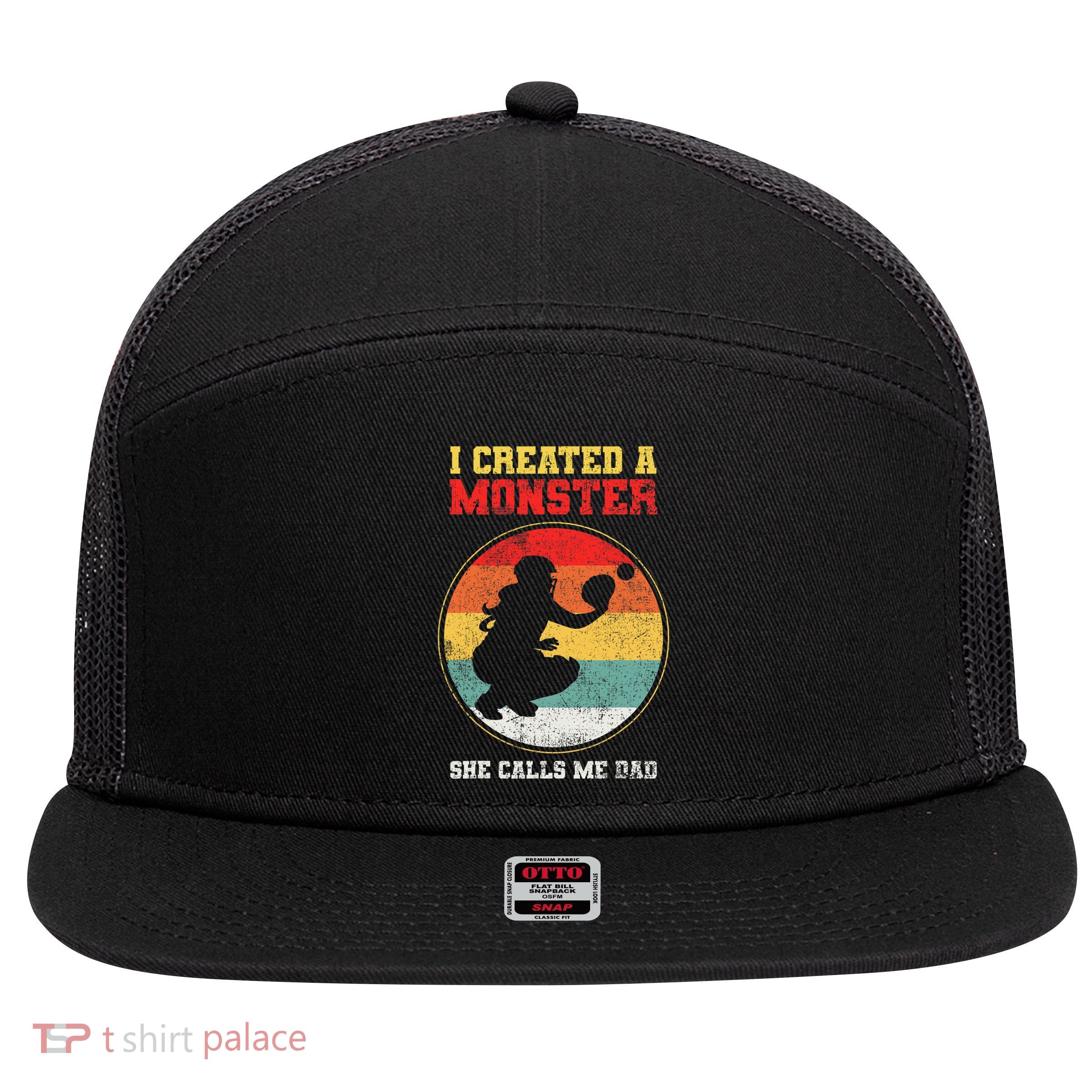 Catcher Softball Dad Fathers Day 7 Panel Mesh Trucker Snapback Hat