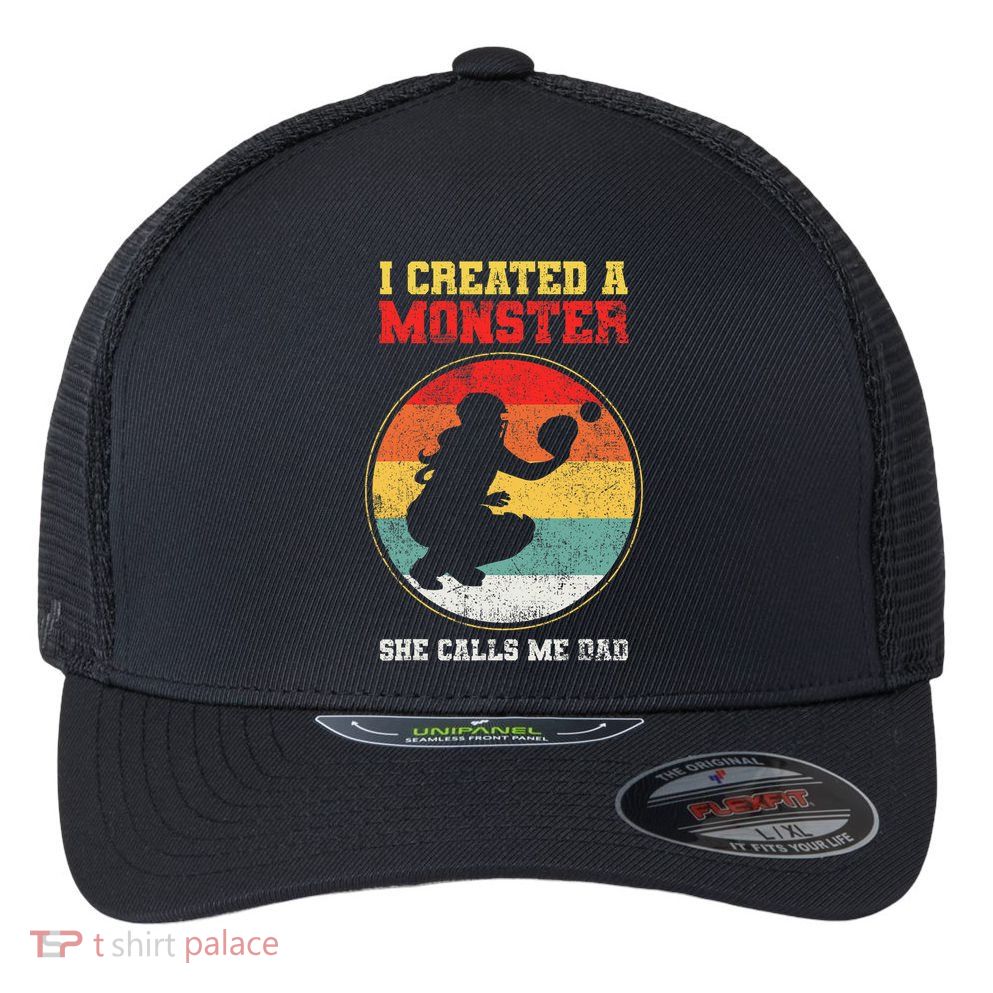 Catcher Softball Dad Fathers Day Flexfit Unipanel Trucker Cap